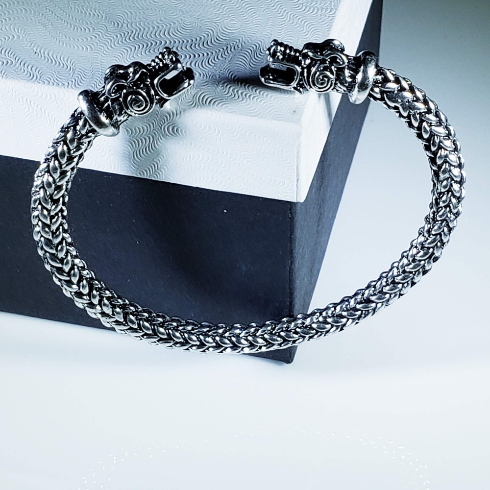 Rune Silver VIKING Norse Steel FENRIR Bracelet - Picture 6 of 8